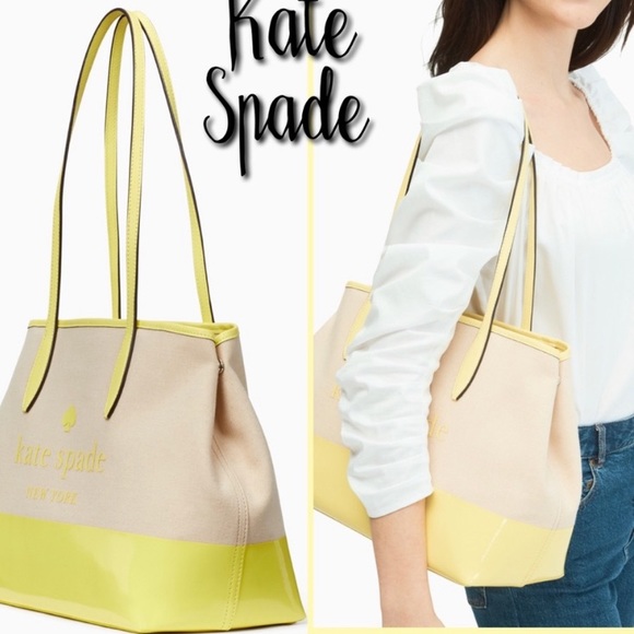 SOLD⛔️Authentic Kate Spade canvas/Leather zip top tote🌼 - Picture 9 of 9